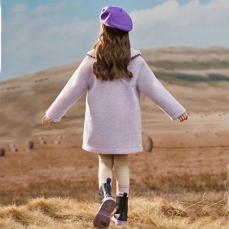 Girls' Plush Warm Jacket Plus Velvet Thick Windproof Winter Clothes Fleece and Lamb Wool Polar Fleece Coat