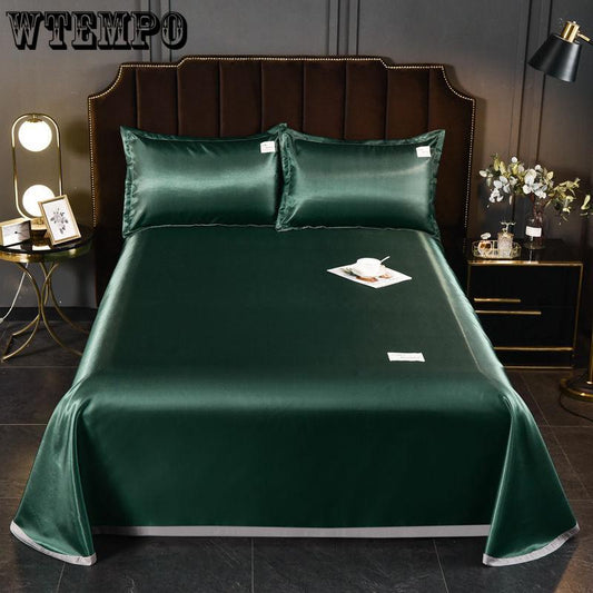 1.5m/1.8m/2m Light Luxury Ice Silk Mat Three-piece Soft Machine Washable Ice Silk Mattress Pillowcase Three-piece Set