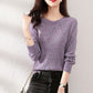 Sweater Women's Pullover Knitwear Korean Style Hollow Loose Top Trending Purple Sweater Autumn and Winter Fluffy Fashion