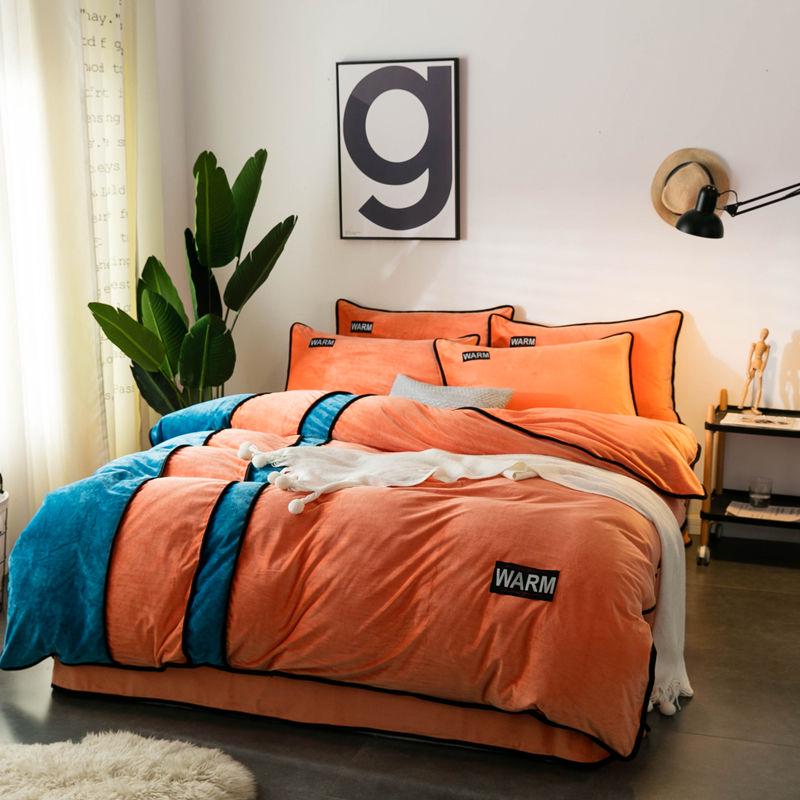 Flannel Bed Linen Set Winter Warm Bedding Sets Bedclothes Queen King Size Duvet Cover Set