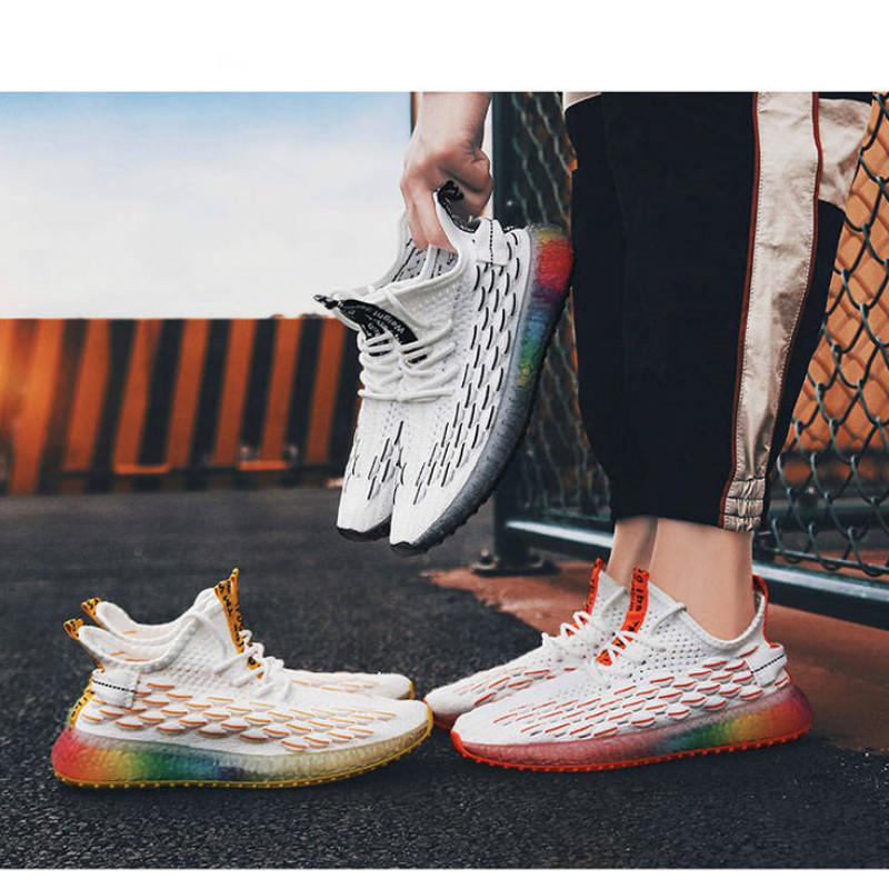 Male Angel Reflective Flying Knit Shoes Men Breathable Casual Sneakers Men Color matching mesh