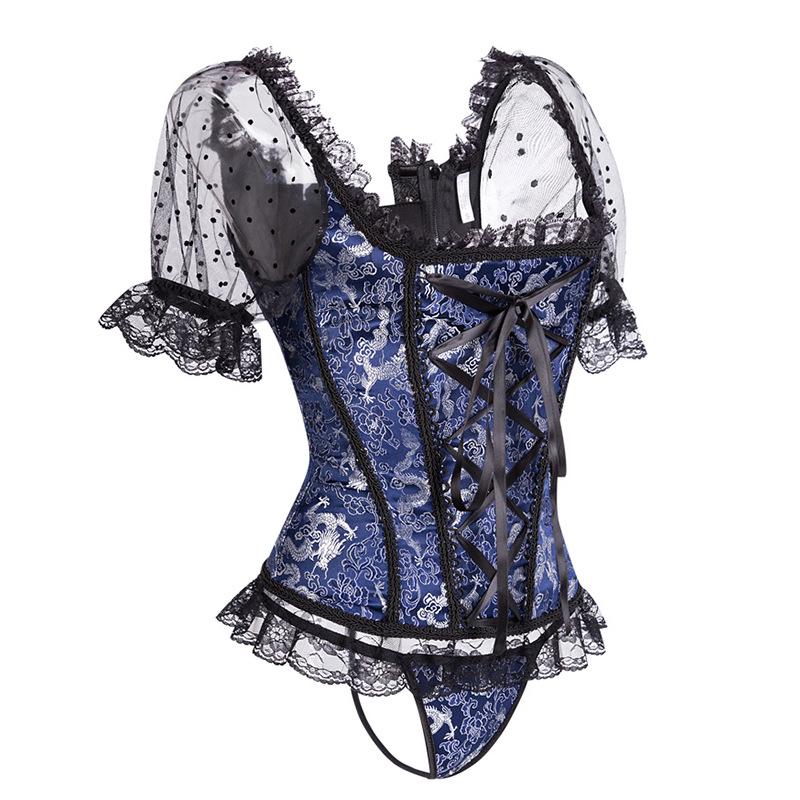 Embroidered Lace Jumpsuit Solid Color Stitching Sexy Body Jumpsuit Romantic Women'S Underwear