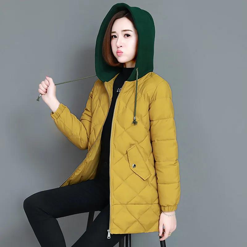 Winter Down Jacket Women's Korean Fashion Cotton Jacket Mid-length Hooded Thick Plus Size Down Jacket