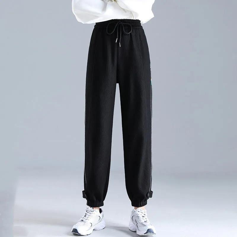 Cotton Casual Harem Pants Female Summer Beam Foot Guard Pants Female Korean Version Loose and Thin Gray Sweatpants