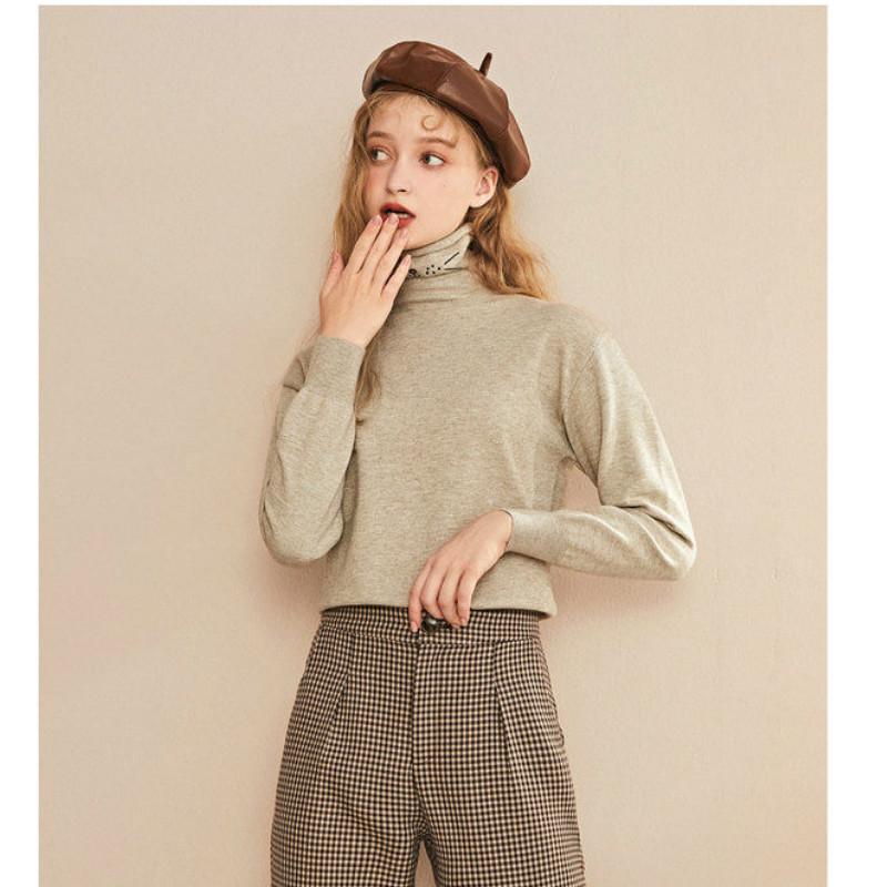 Cute Emoji Sweater Embroidery Female Pile Pile Sweater Solid Color Autumn and Winter