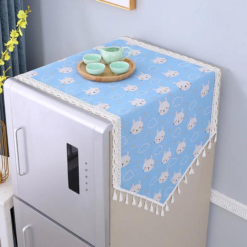 Simple Refrigerator Towel Dust Cover Cloth Household Appliance Washing Machine Cover Towel Dust Cover Cotton Linen Cloth