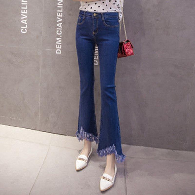 Flare Jeans Woman Denim Trousers High Waist Pants Stretchy Jeans Straight micro horn jeans