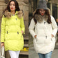 Women's Winter Long Jakcet Down Cotton Jacket Women's Long Sleeve Hooded Fur Collar Jacket