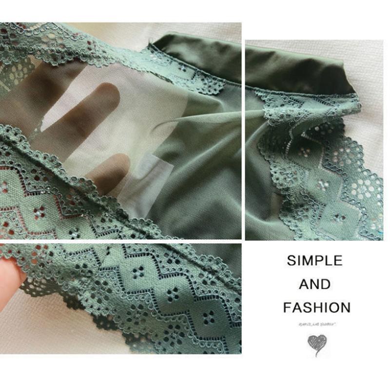 Satin Women's Panties Retro Hollow Transparent Lace Seamless Waist Bag Hip Briefs