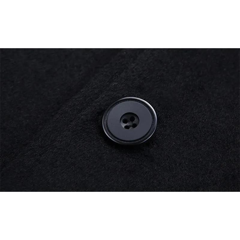 Men's Autumn and Winter Thick Woolen Coat Mid-length Slim Business Coat Winter Single-breasted Wool Trench Coat Solid Casual Suit Collar Warm Outfit