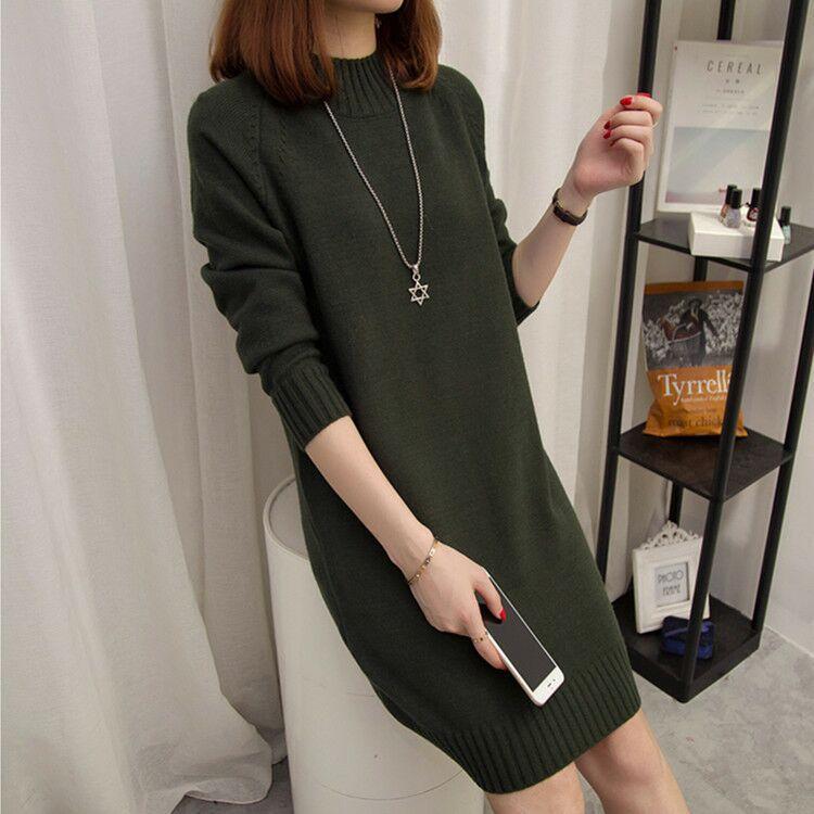 Sweater Women's Mid-length Half High Neck Long-sleeved Pullover Autumn and Winter Bottoming Sweater