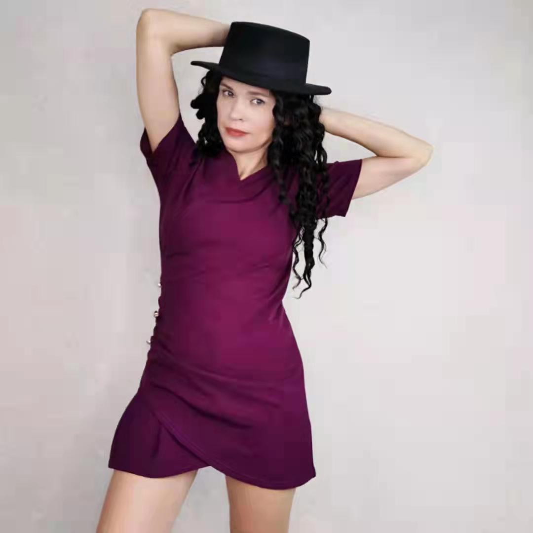 Women V-Neck Dress Irregular  Slim Solid Color Bodycon Dress Female Bodycon Dress for Party