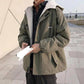 Winter Padded Jacket Men's Casual Trend Loose Hooded Lamb Velvet Padded Jacket Jacket Thickened Warmth and Velvet Padded Jacket