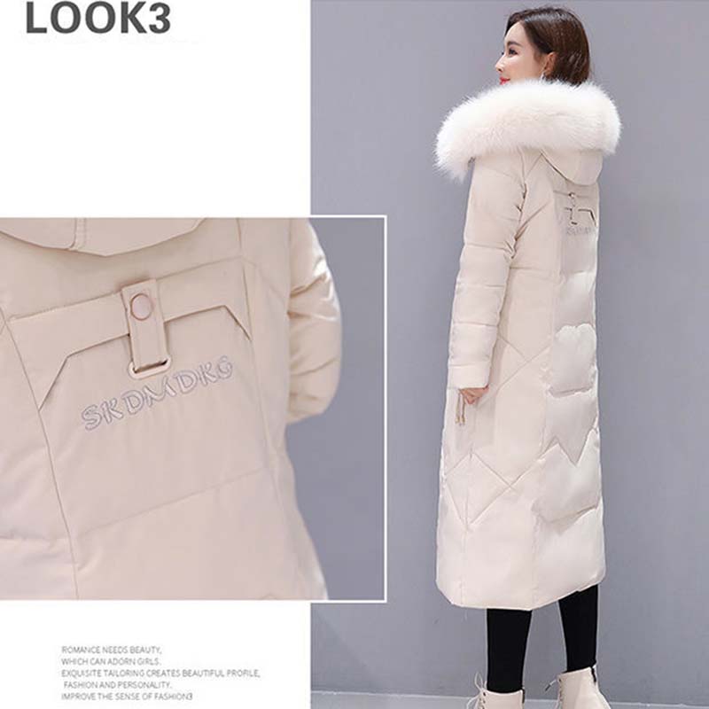 Women's Down Cotton Jacket Winter Long Section Over The Knee Thick Slim Slimming Coat Women