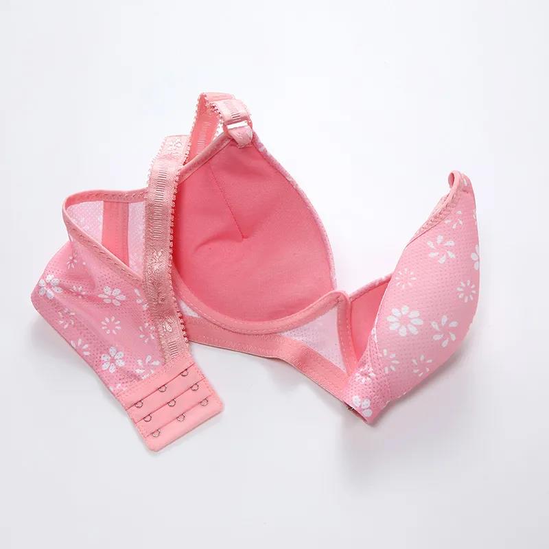 Ladies Cotton Top Support Gathering Adjustable Thickening No Steel Ring Deep V Side Closure Fashion Print Pattern Lightweight Breathable Bra