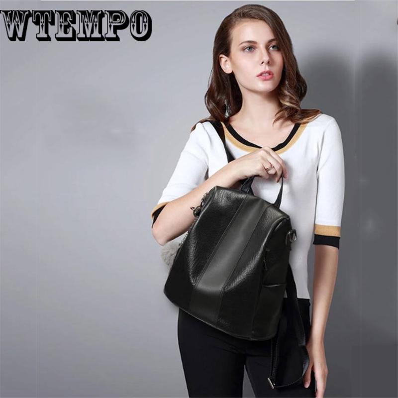 Women Backpack School Bag Pu Leather Backpack Female  Vintage Leisure Travel Backpack for Women
