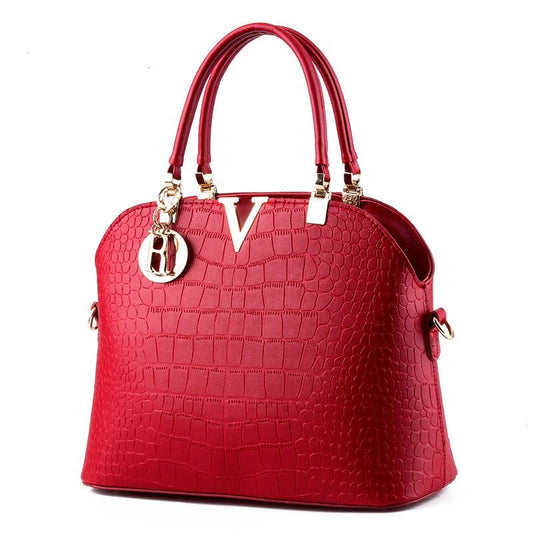 Handbags Women Pu Leather Waterproof Shoulder Shell Crocodile Pattern Bags Crossbody(Solid Color)