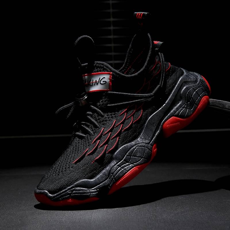 Men Breathable Flying Woven Sneakers Comfortable Light Mesh Running Casual Shoe Fitness Sport Shoes