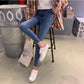 WTEMPO Women's Blue-gray High-rise Cropped Jeans Simple Fashion Slim Feet Pants Slimming Pencil Pants