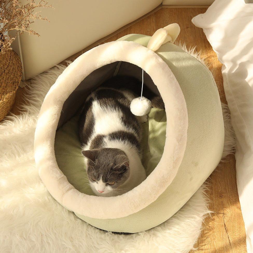 Cat Bed Warm Pet Basket Cozy Kitten Lounger Cushion Cat House Tent Soft Mat Bag