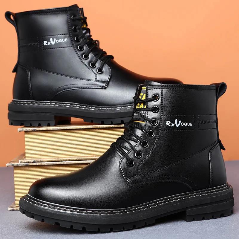 Leather Men's Military Lace-up Men's Boots Tooling Boots Spring and Autumn Short Tube Martin Boots Casual Boots