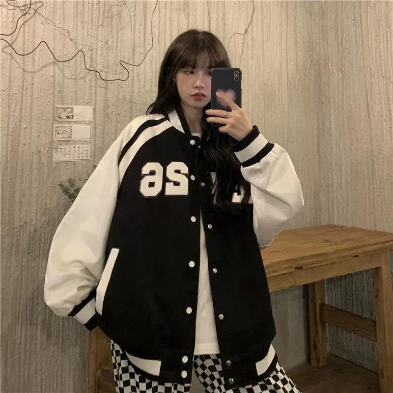 Baseball Uniform Jacket Women's Autumn and Winter Loose Tops Lazy Wind Casual High-end All-match Jacket Comfortable and Breathable
