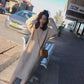 Autumn  Winter Thick Korean Mid-length Sweater Women Over The Knee Knit Sweater Dress Versatile Hooded Base Skirt