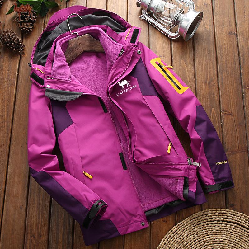 Winter Women's Jacket Hooded Detachable Two-piece Outdoor Mountaineering Suit Skiing Plus Velvet Thickening Couple Jacket