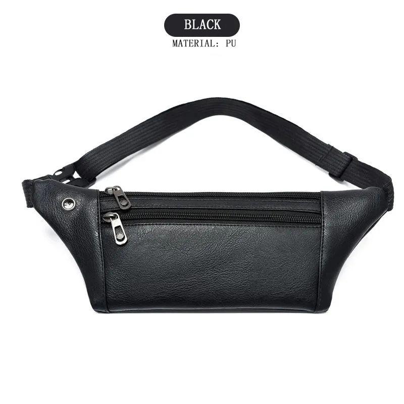 Business Leather Multi-layer Small Waist Bag Running Outdoor Mobile Phone Bag Multifunctional PU Chest Bag Receiving Wallet Sports Bag