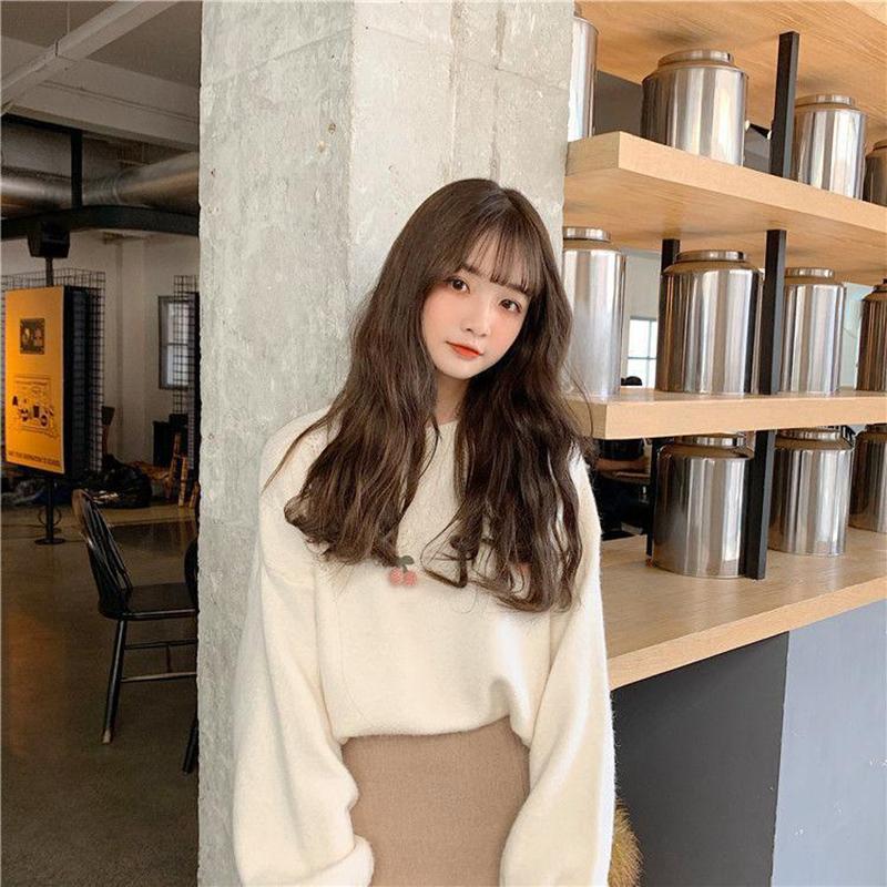 Autumn  Winter Korean Version Sweet Three-dimensional Cherry Pullover Long-sleeved Sweater Sweater Women Loose Outer Wear