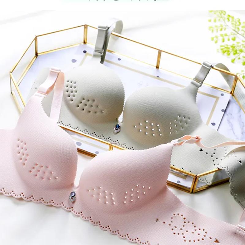 Lace-up Bra Summer Thin Section Seamless Breathable Bra Underwear Women's No Steel Ring Adjustable Push-up Bra