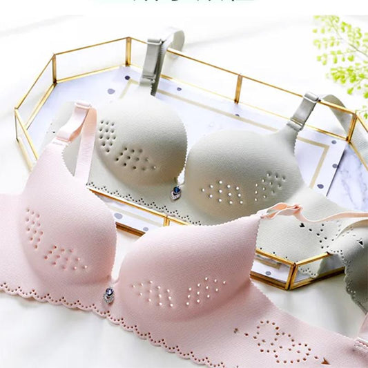 Lace-up Bra Summer Thin Section Seamless Breathable Bra Underwear Women's No Steel Ring Adjustable Push-up Bra