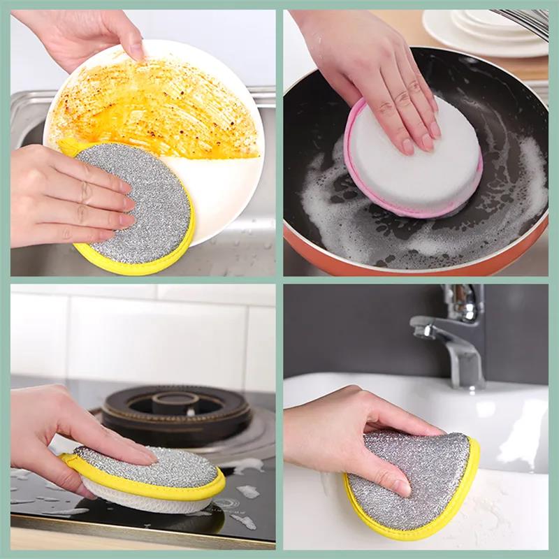 Cager Cloth Does Not Touch The Oil Dishwashing Sponge Kitchen Dishwash Brush Pot Thickened Double-sided Dishwashing Sponge