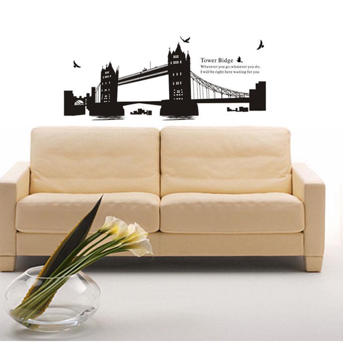 Removable decals environmentally friendly wall stickers twin bridge sofa study wallpaper
