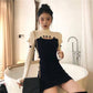 Autumn and Winter New Half-necked Knit Dress Female Short Skirt Bottoming Sweater Skirt Sexy Skirt