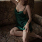 Female Summer Vintage Ice Silk Sleep Suspender Dress Soft Elegant Slim Solid Backless Short Dress