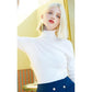 Chic Simple Color Knitwear High-collar Slim Bottoming Crop Top Long Sleeve Pullover Sweater