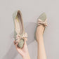 Pointed Single Shoes Women's All-match Flat Bow A Pedal Retro Leather Shoes Soft and Comfortable Non-slip Flat Leather Shoes