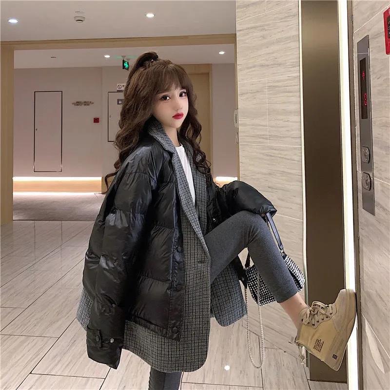 Fake Two Pieces of Winter Thick Cotton-padded Jacket Cotton-padded Jacket Women Korean Style Loose Mid-length Bread Jacket
