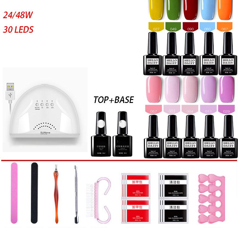 Manicure Set Gel Polish Base Top Coat Nail Kit Uv Led Lamp Electric Manicure Nail Art set