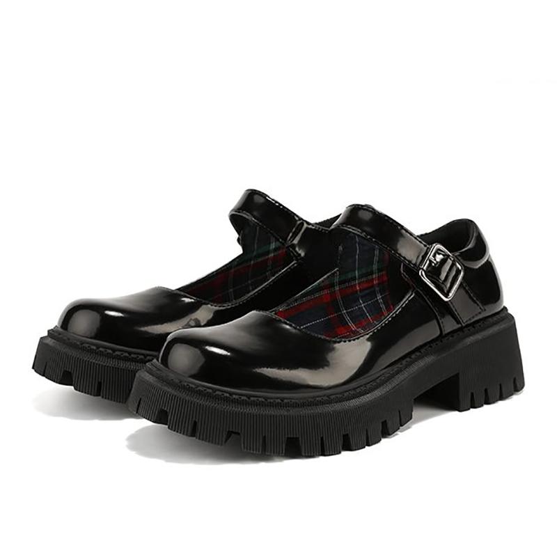 Korean Style Thick-soled Round-toe Thin Women's Shoes All-match Retro British Style Leather Shoes Japanese Women's Small Leather Shoes