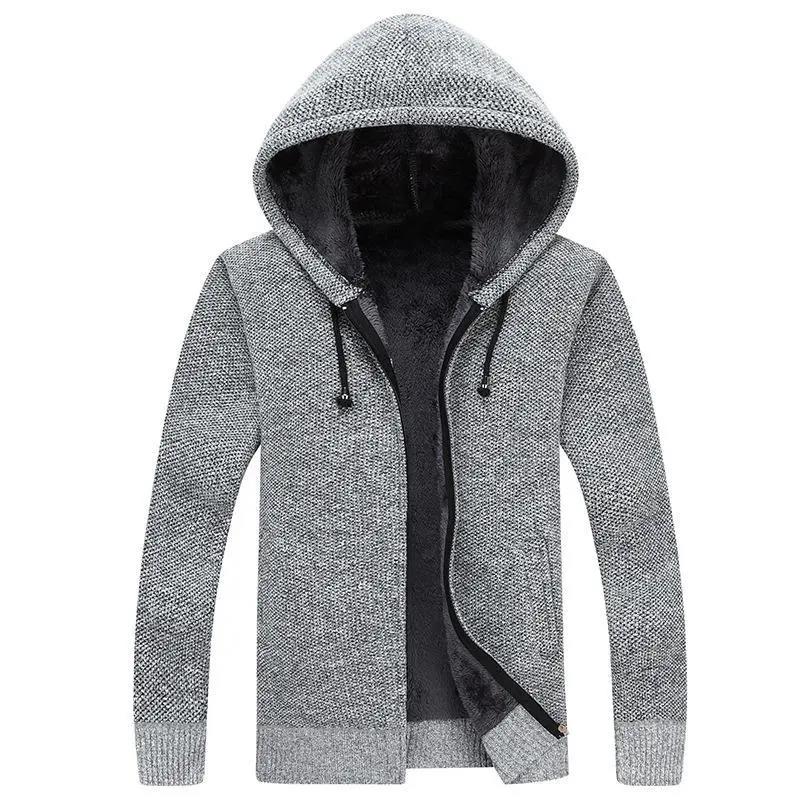 Autumn and Winter Men's Plus Velvet Knitted Cardigan Zipper Sweater Jacket Large Size Loose Knitted Cardigan Jacket Jacket