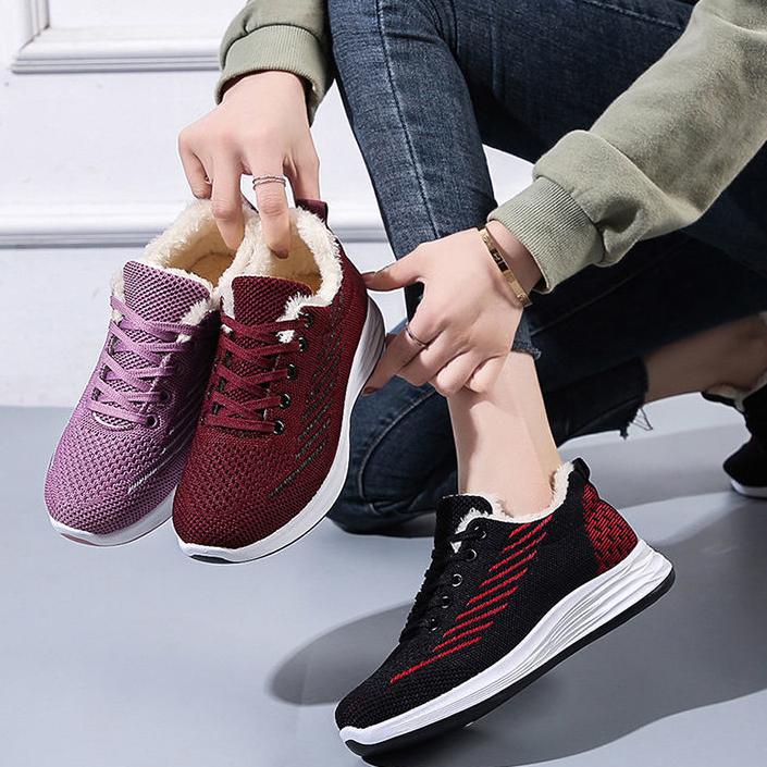 Women's Winter Flat Snow Shoes Female Comfortable Casual Lightweight Non Slip Running Shoes Warm Cotton Shoes