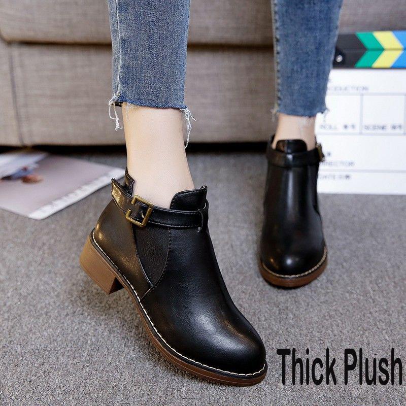 Women Ankle Martin Boots Autumn Female Casual Shoes Woman Flat Fashion Platform Round Toe Buckle