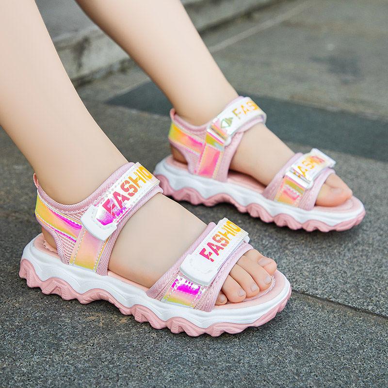 Girls' Sandals  Summer Big Children's Fashion Sports Soft-soled Sandals Little Princess Girls' Shoes Breathable Lightweight