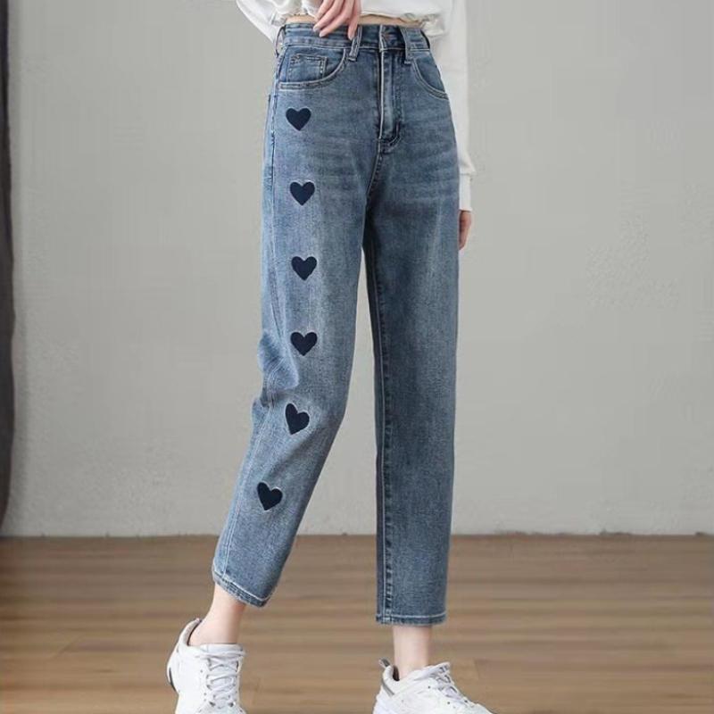 Spring and Autumn Straight Pants High Waist Slim All-match Jeans Women's Loose Wide-leg Pants Old Pants Trend