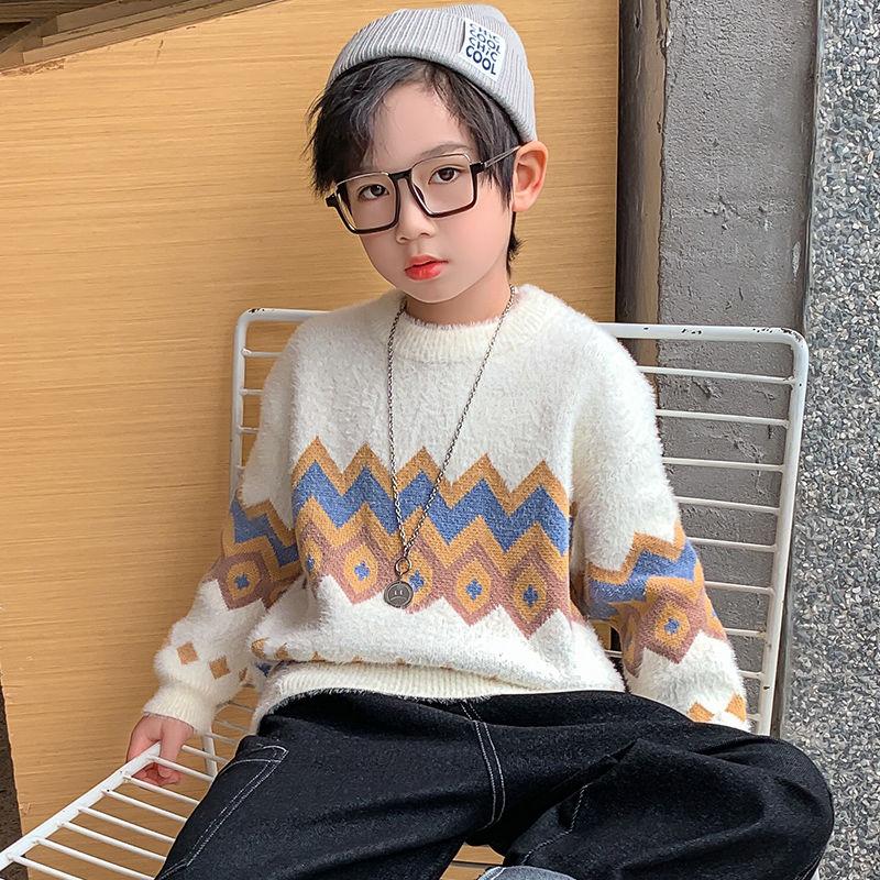 Boys and Girls Sweaters Autumn and Winter Children's Clothing Thickened Warm Bottoming Sweater Knitted Sweater