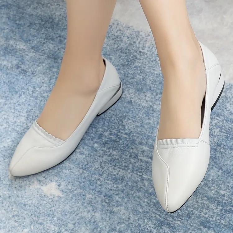 Soft Leather Shoes Women's Spring and Summer Soft Bottom Low-heeled Leather Shoes Women's Fashion Pointed Shoes