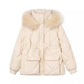 Western-style Age-reducing Big Fur Collar Cotton-padded Jacket Women Winter Sweet Waist Waist Mid-length Loose Waist Cotton-padded Jacket