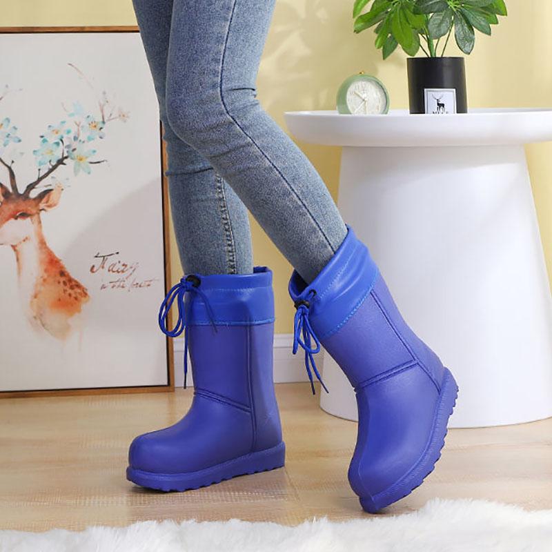 Winter Warm Outdoor Waterproof Snow Boots Women's Boots Non-slip Flat-bottomed Tube Thickened Plus Velvet Cotton Shoes Cotton Boots